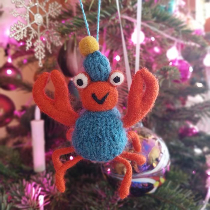 Felt So Good Handmade Felt Sammy Snowcrab Hanging Christmas Crab Decoration