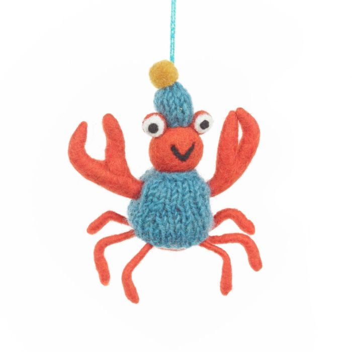felt so good Handmade Felt Sammy Snowcrab Hanging Christmas Crab Decoration