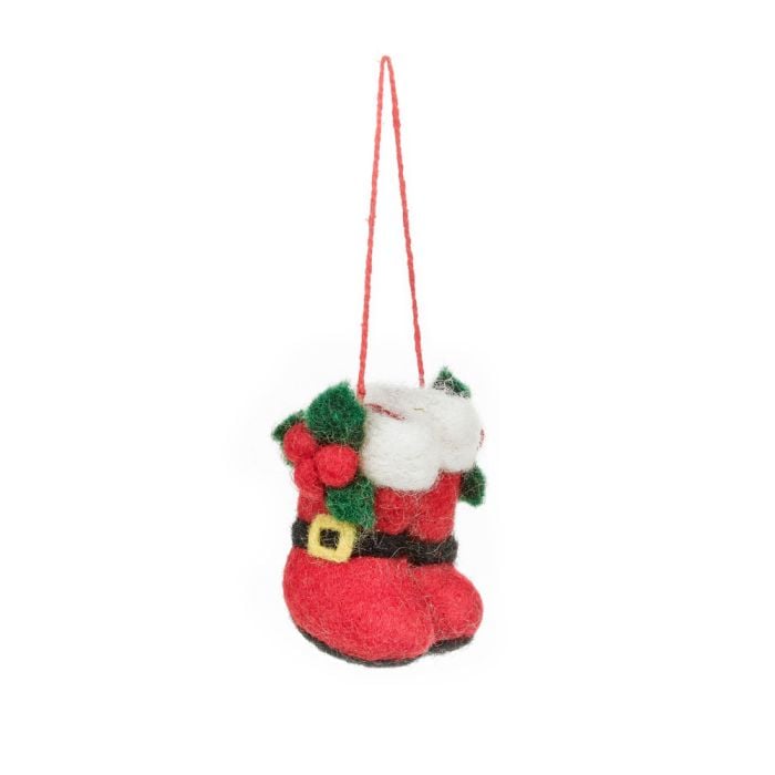 felt so good Handmade Felt Santa's Boots Hanging Christmas Tree Decoration felt so good Handmade Felt Santa's Boots Hanging Christmas Tree Decoration