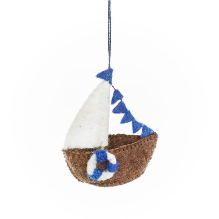 felt so good Handmade Felt Seaside Sailboat Hanging Decoration