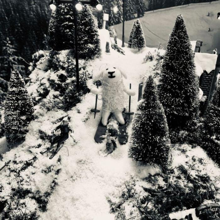 Felt So Good Handmade Felt Skiing Sheep Biodegradable Hanging Decoration