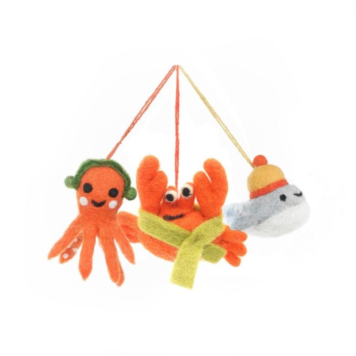 felt so good Handmade Felt Sleighing Sealife (Set of 3) Decorations