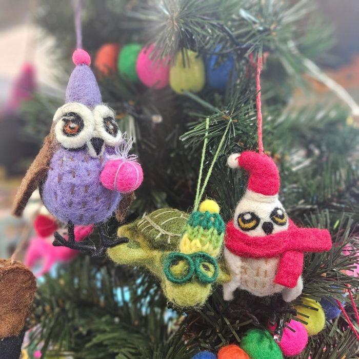 Felt So Good Handmade Felt Snowy The Owl Christmas Hanging Decoration