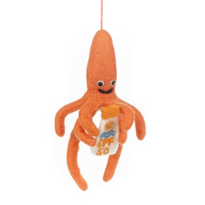Felt So Good Handmade Felt SPF Squid Hanging Sealife Decoration