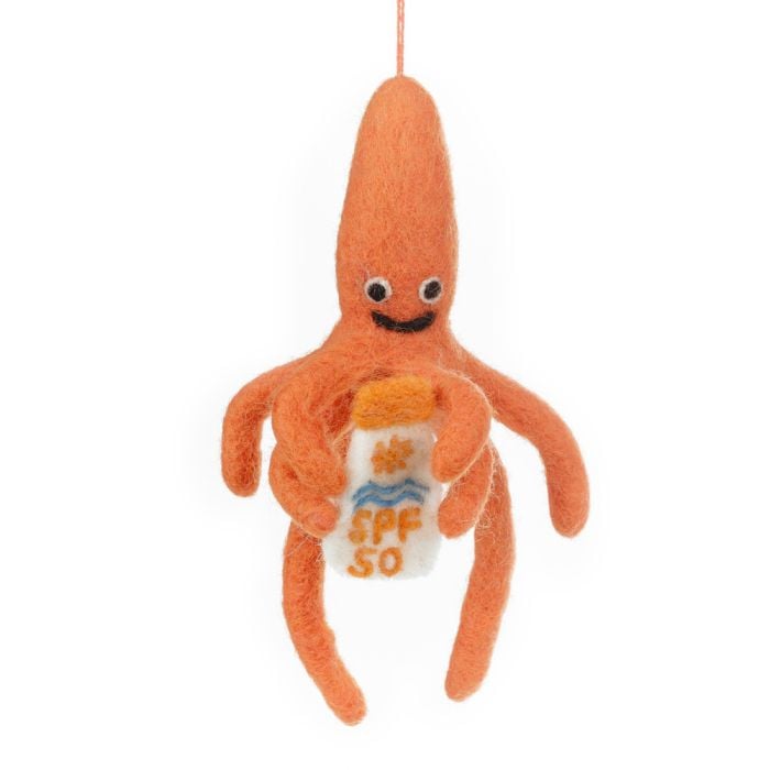 felt so good Handmade Felt SPF Squid Hanging Sealife Decoration