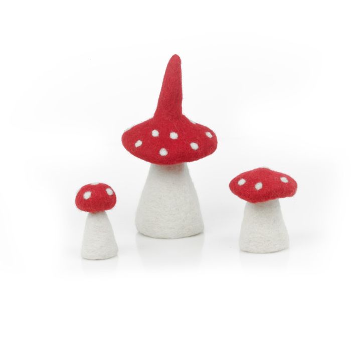 felt so good Handmade Felt Standing Wonky Toadstools Set of 3 Decorations