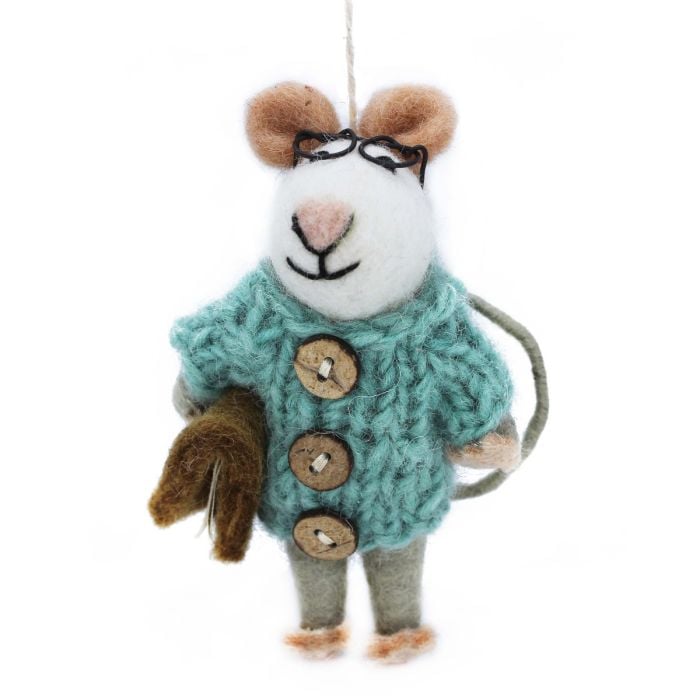 felt so good Handmade Felt Susie Mouse Biodegradable Hanging Decoration