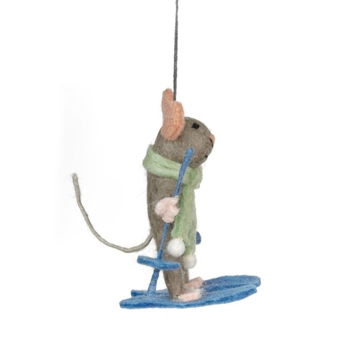 Felt So Good Handmade Felt Sylvia The Skiing Mouse Christmas Hanging Decoration