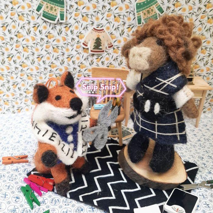 Felt So Good Handmade Felt Tailor Fox Hanging Decoration