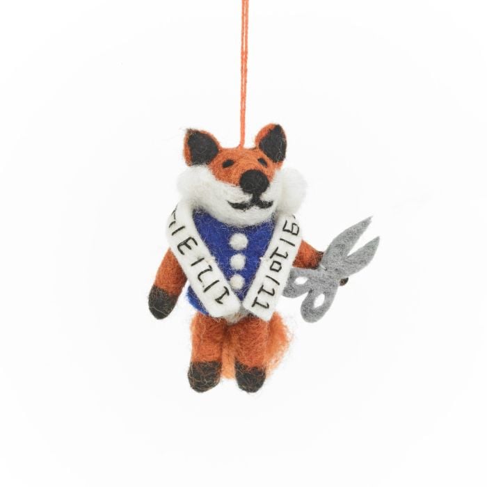 felt so good Handmade Felt Tailor Fox Hanging Decoration