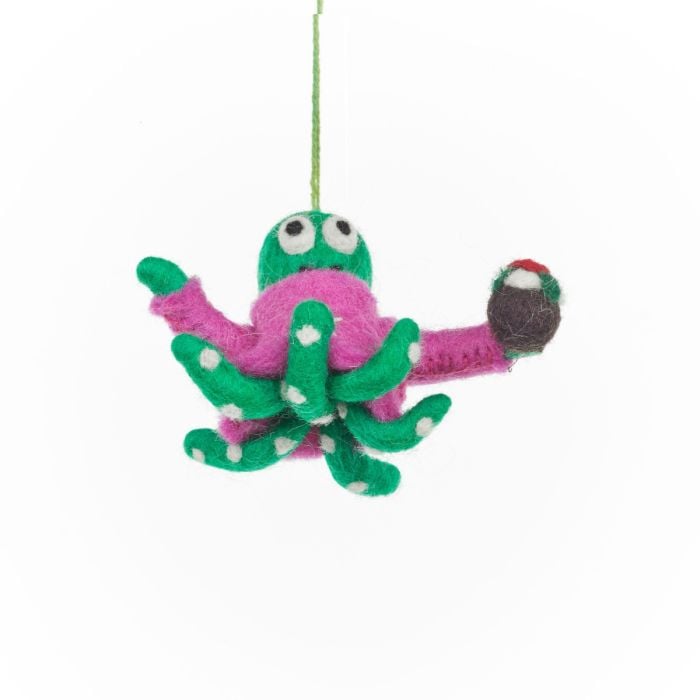 Felt So Good Handmade Felt Timmy Tentaclaus Hanging Christmas Octopus Decoration