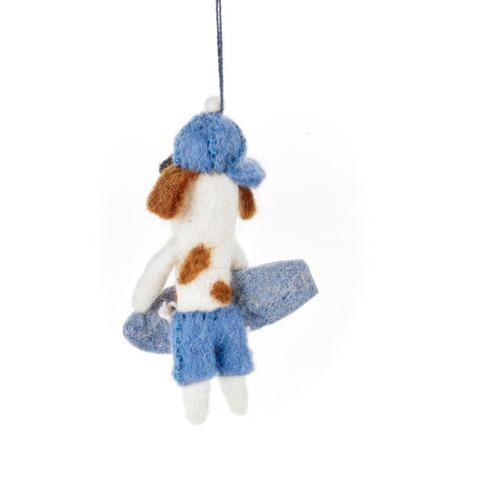 Felt So Good Handmade Felt Waveriding Surfer Dog Hanging Decoration