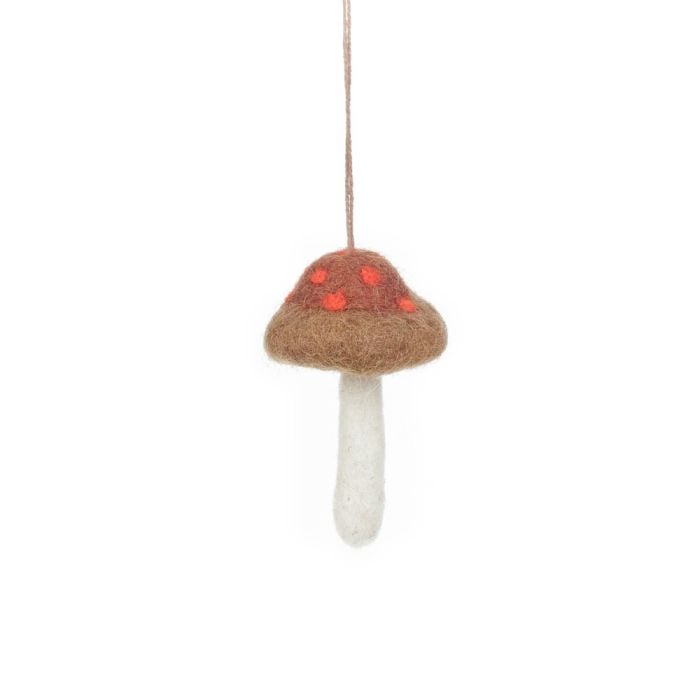 Felt So Good Handmade Felt Wild Foraged Mushrooms (Set Of 3) Hanging Decorations