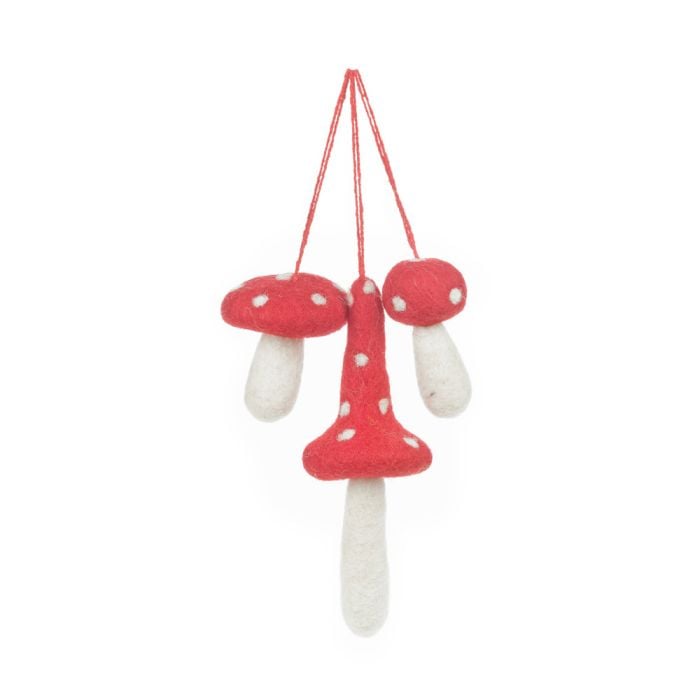 Felt So Good Handmade Felt Wild Wonky Toadstools (Set Of 3) Hanging Decorations