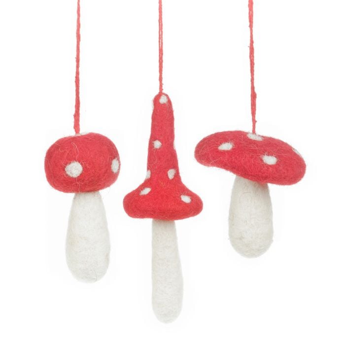 felt so good Handmade Felt Wild Wonky Toadstools (Set of 3) Hanging Decorations