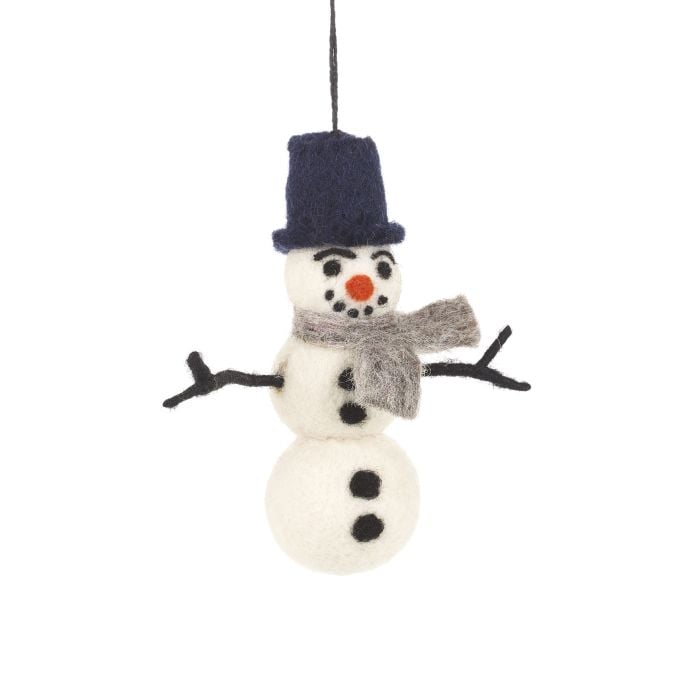 Felt So Good Handmade Felt William Snowman Biodegradable Hanging Decoration