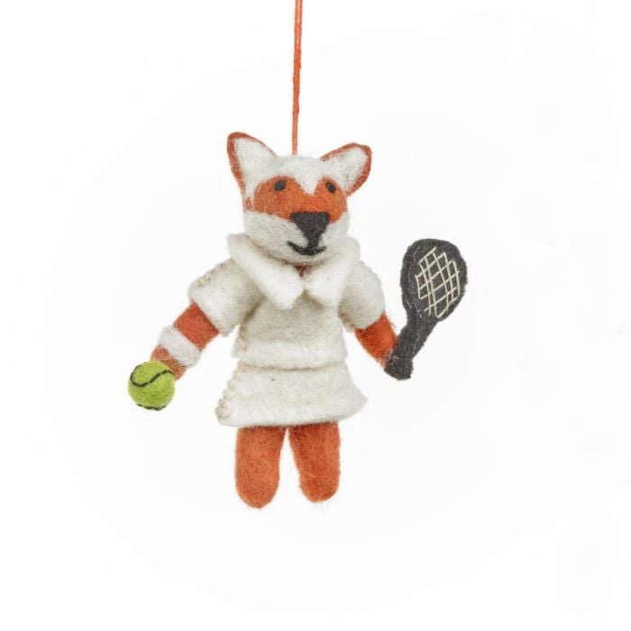 Felt So Good Handmade Felt Wimbledon Fox Hanging Tennis Decoration