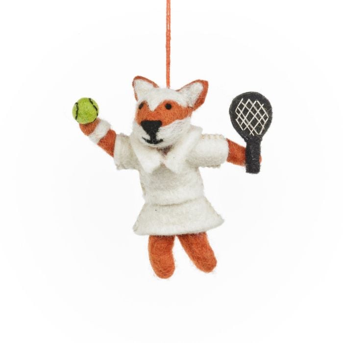 felt so good Handmade Felt Wimbledon Fox Hanging Tennis Decoration