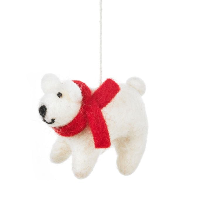 Felt So Good Handmade Felt Winter Polar Bear Biodegradable Hanging Decoration