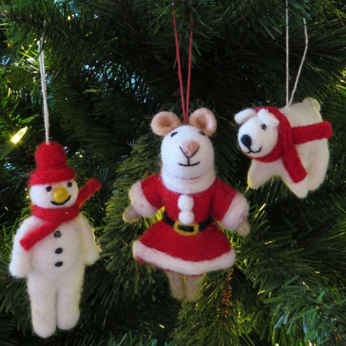 Felt So Good Handmade Felt Winter Polar Bear Biodegradable Hanging Decoration