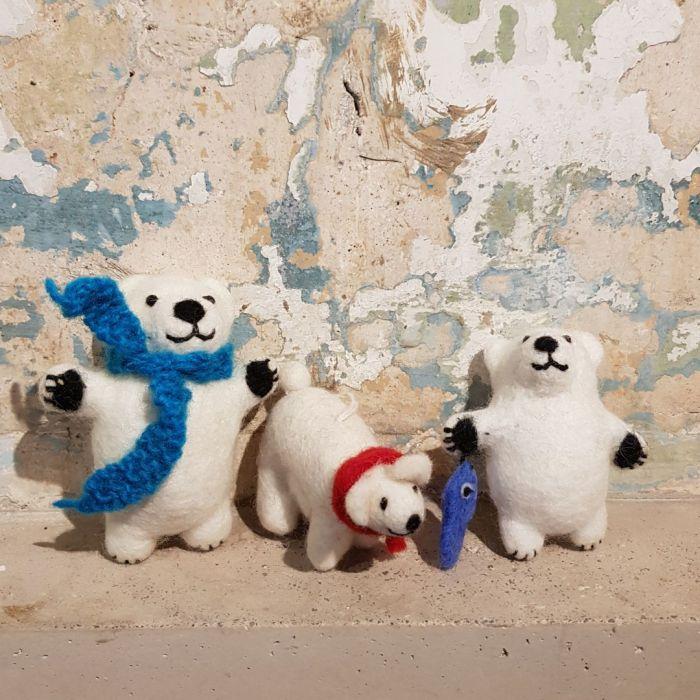 Felt So Good Handmade Felt Winter Polar Bear Biodegradable Hanging Decoration