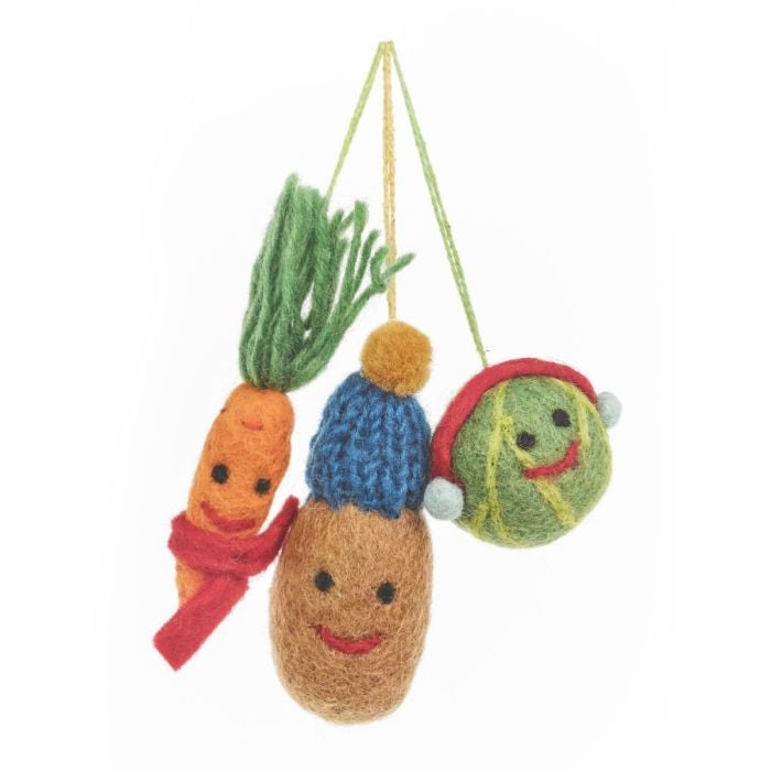 felt so good Handmade Felt Winter Veggies (Set of 3) Hanging Christmas Decorations