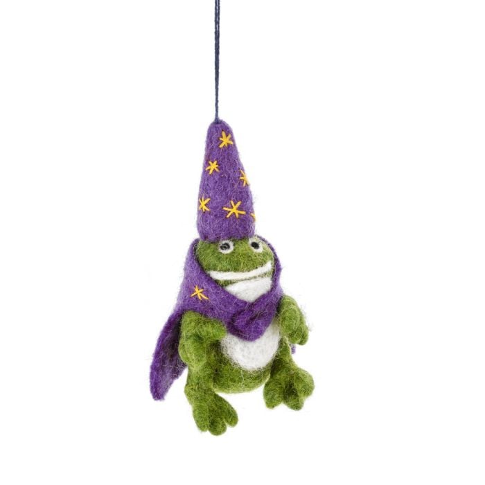 felt so good Handmade Felt Wizard Frog Hanging Decoration