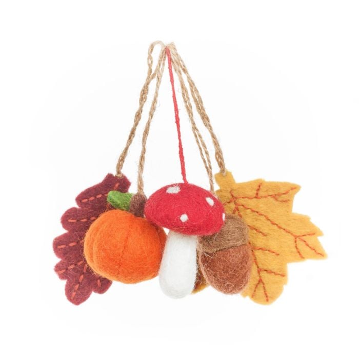 felt so good Handmade Felt Woodland Walks (Set of 5) Hanging Autumnal Decorations