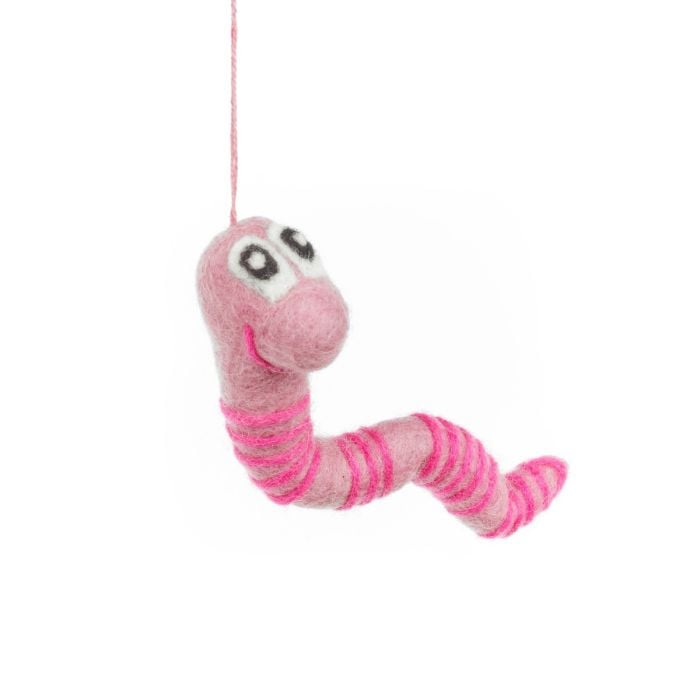 felt so good Handmade Felt Woodland Worm Hanging Decoration