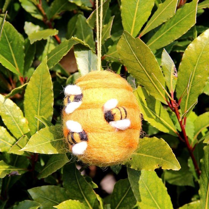 Felt So Good Handmade Hanging Busy Beehive Felt Biodegradable Decoration