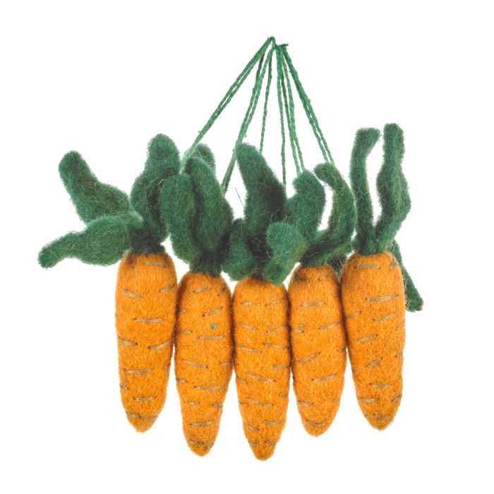 Felt So Good Handmade Hanging Carrots (Set Of 5) Biodegradable Hanging Easter Decoration