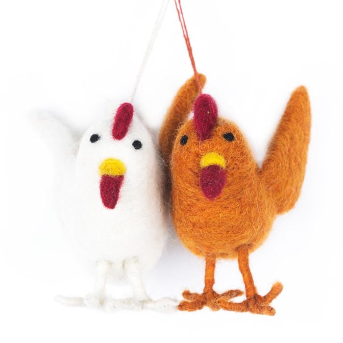 Felt So Good Handmade Hanging Cluckin' Chickens Fair Trade Easter Decoration