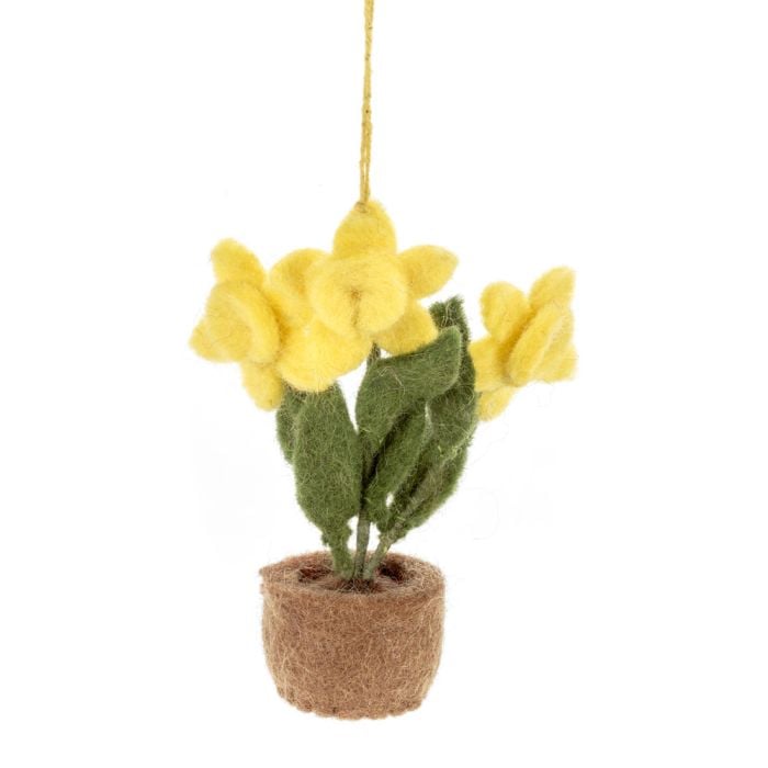 felt so good Handmade Hanging Fair trade Felt Pot 'o' Daffodil Decoration