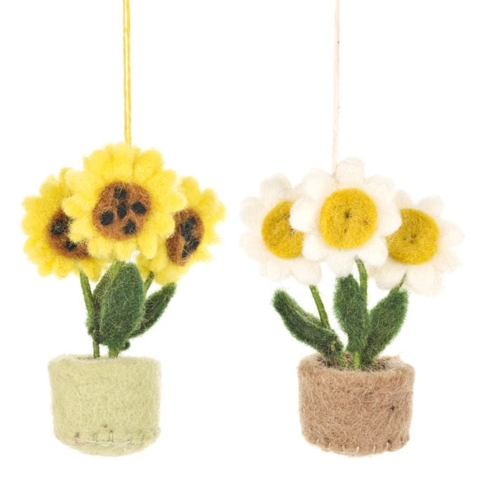 felt so good Handmade Hanging Fair trade Felt Pot o' Flowers Decoration