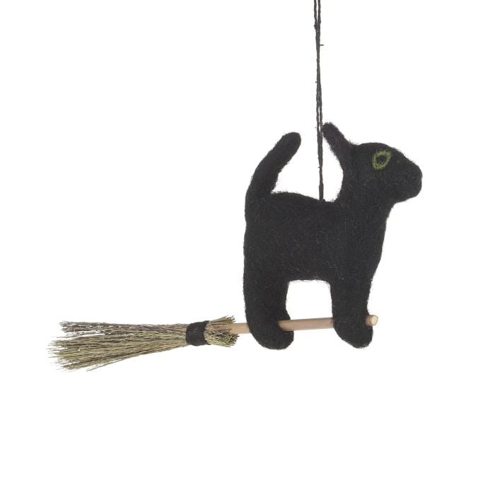 Felt So Good Handmade Hanging Flying Black Cat Biodegradable Halloween Decoration
