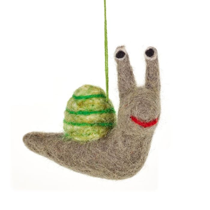 felt so good Handmade Hanging Shelby the Snail Biodergadable Felt Decoration