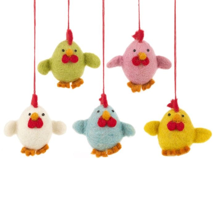 felt so good Handmade Needle Felt Biodegradable Chattering Chicks Assorted Hanging Easter Decoration