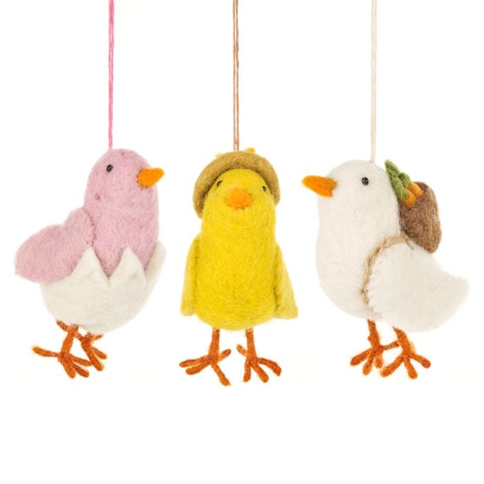 felt so good Handmade Needle Felt Chirpy Chicks Hanigng Easter Decoration