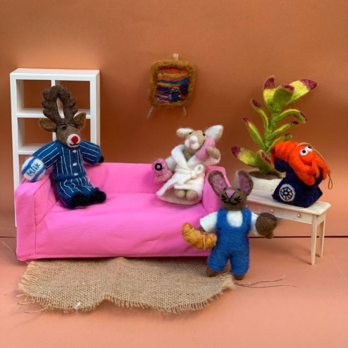 Felt So Good Handmade Needle Felt Christmas Pyjamas Rudolph Hanging Decoration