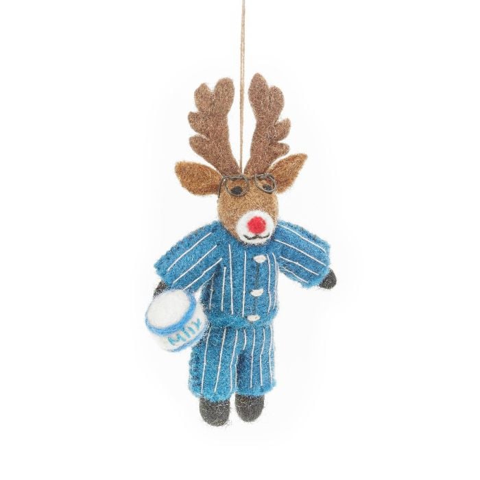 felt so good Handmade Needle Felt Christmas Pyjamas Rudolph Hanging Decoration