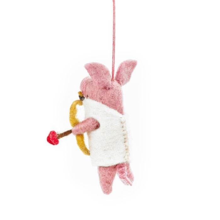 Felt So Good Handmade Needle Felt Cupig's Arrow Cupid Pig Hanging Valentines Decoration