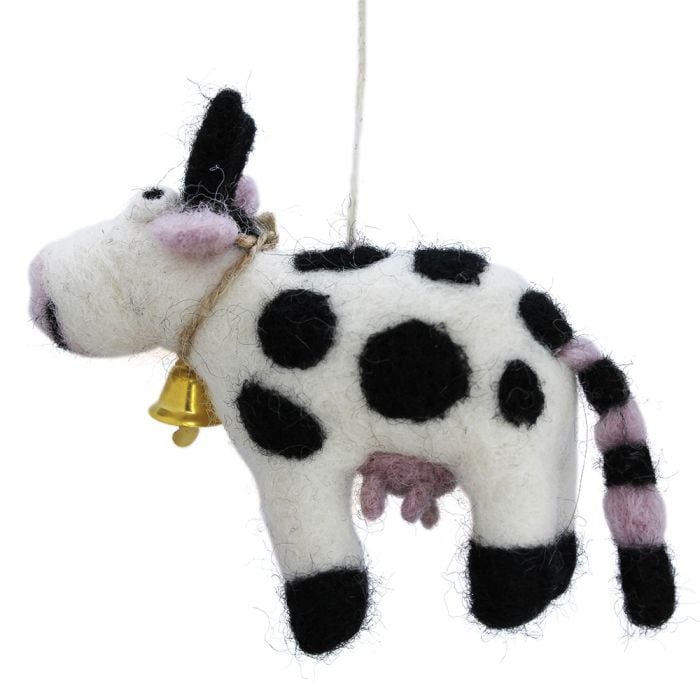 Felt So Good Handmade Needle Felt Daisy The Cow Fair Trade Hanging Decoration