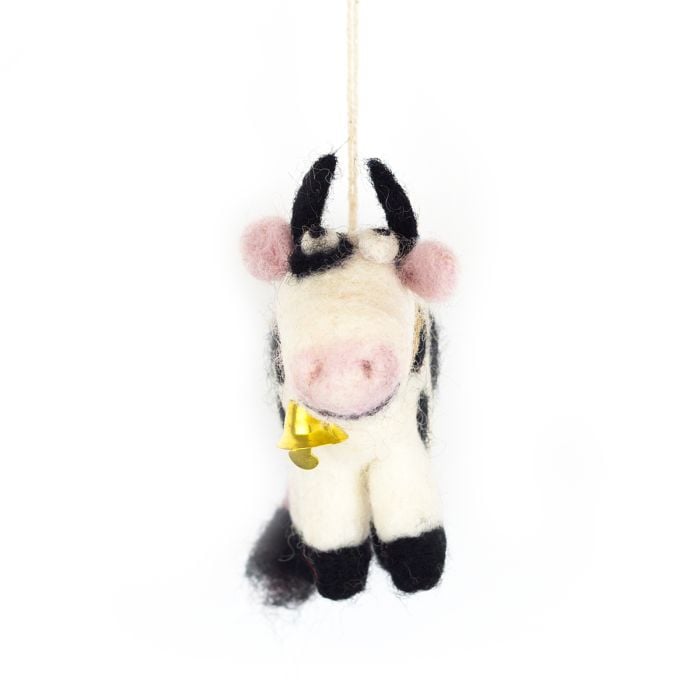 Felt So Good Handmade Needle Felt Daisy The Cow Fair Trade Hanging Decoration