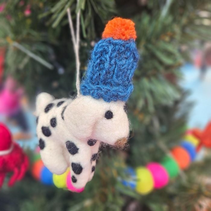 Felt So Good Handmade Needle Felt Dotty The Dog Hanging Biodegradable Decoration