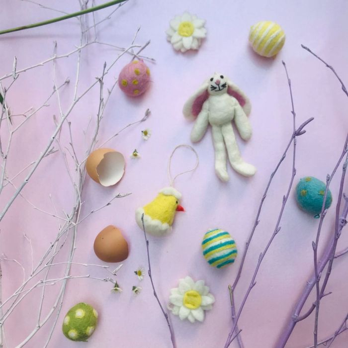 Felt So Good Handmade Needle Felt Easter Eggs (Set Of 5) Hanging Easter Decoration