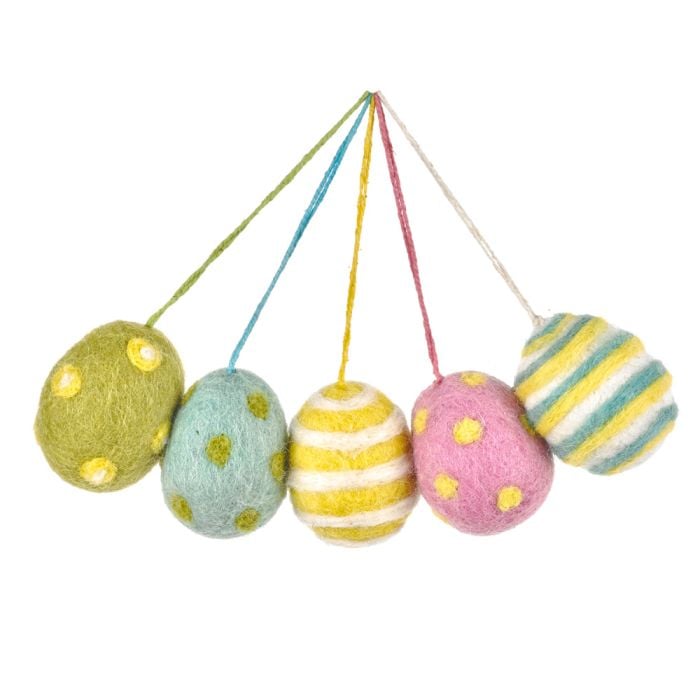 felt so good Handmade Needle Felt Easter Eggs (Set of 5) Hanging Easter Decoration