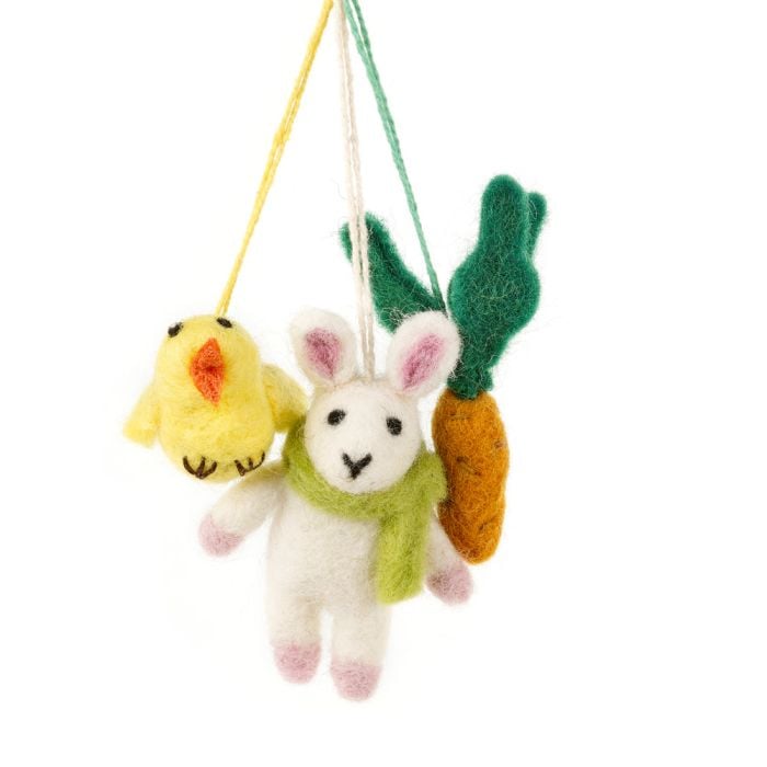 felt so good Handmade Needle Felt Easter Trio Hanging Decorations
