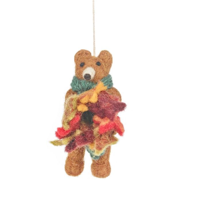 felt so good Handmade Needle Felt Forest the Bear Autumnal Hanging Decoration