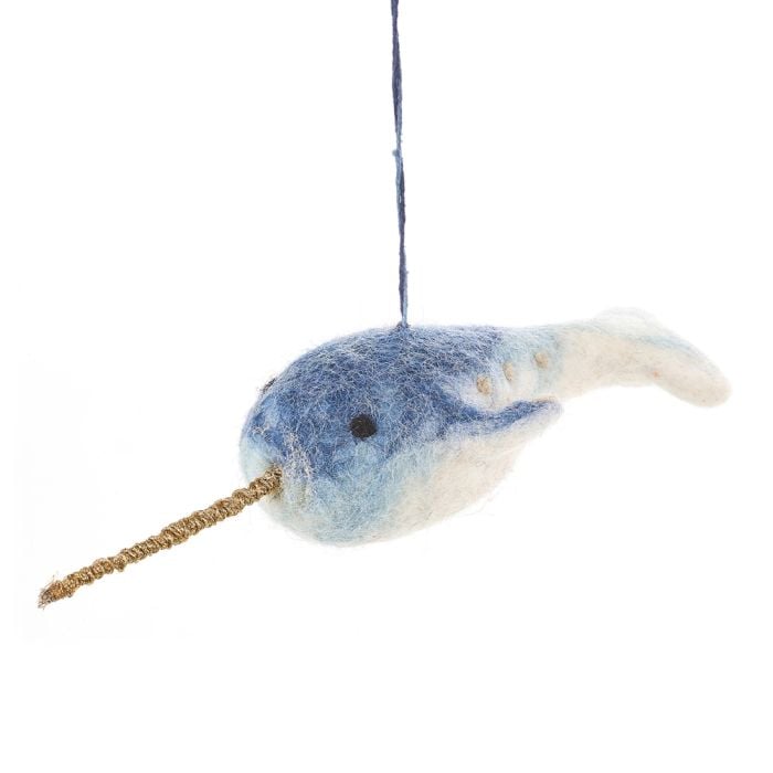 felt so good Handmade Needle Felt Narhwal Hanging Felt Decoration