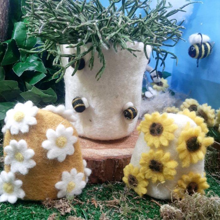 Felt So Good Handmade Needle Felt Spring Florals Egg Cosies Easter Decoration